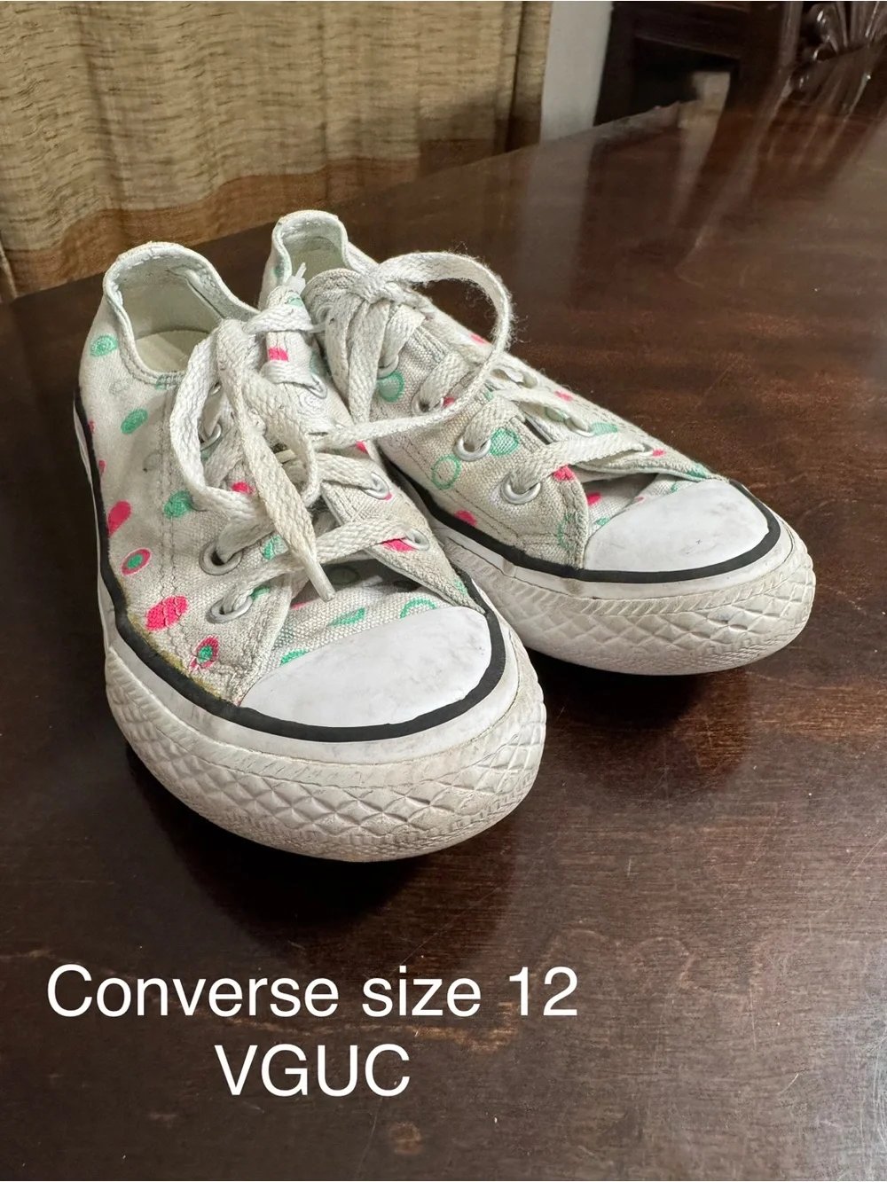 Converse Kids Low Top Sneakers in White with Pink & Mint Dots
